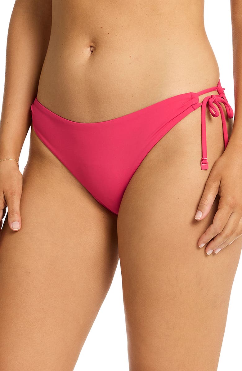 Sea Level Essentials Edit Tie Side Bikini Bottoms, Alternate, color, Roseberry