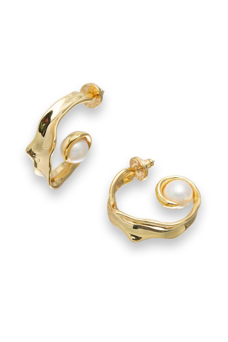 Natalie Molten Sculptural Hoop Earrings, Main, color, Gold