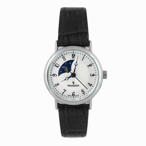 Sun-Moon Round Vintage Leather Watch- 26MM