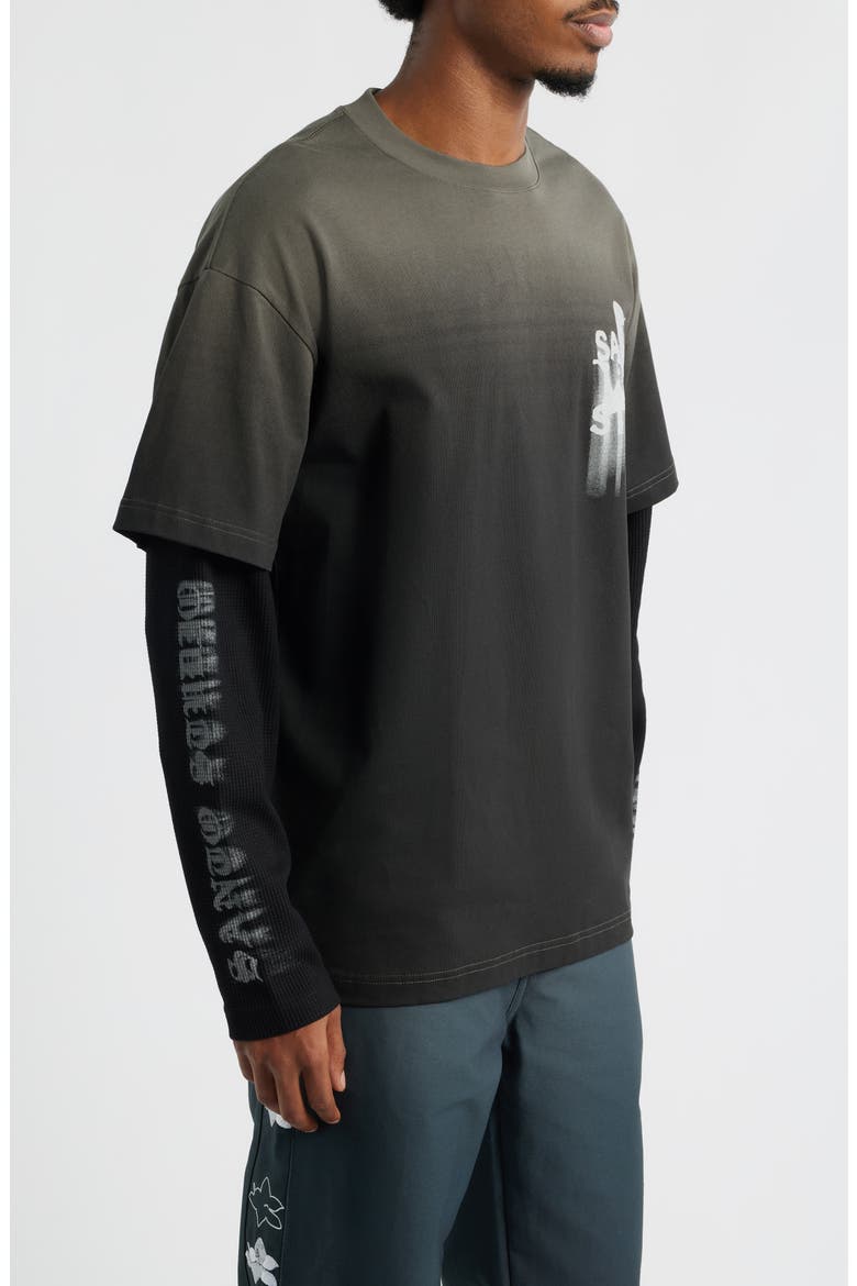 Old English Layered Look Graphic T-Shirt, Alternate, color, BLACK