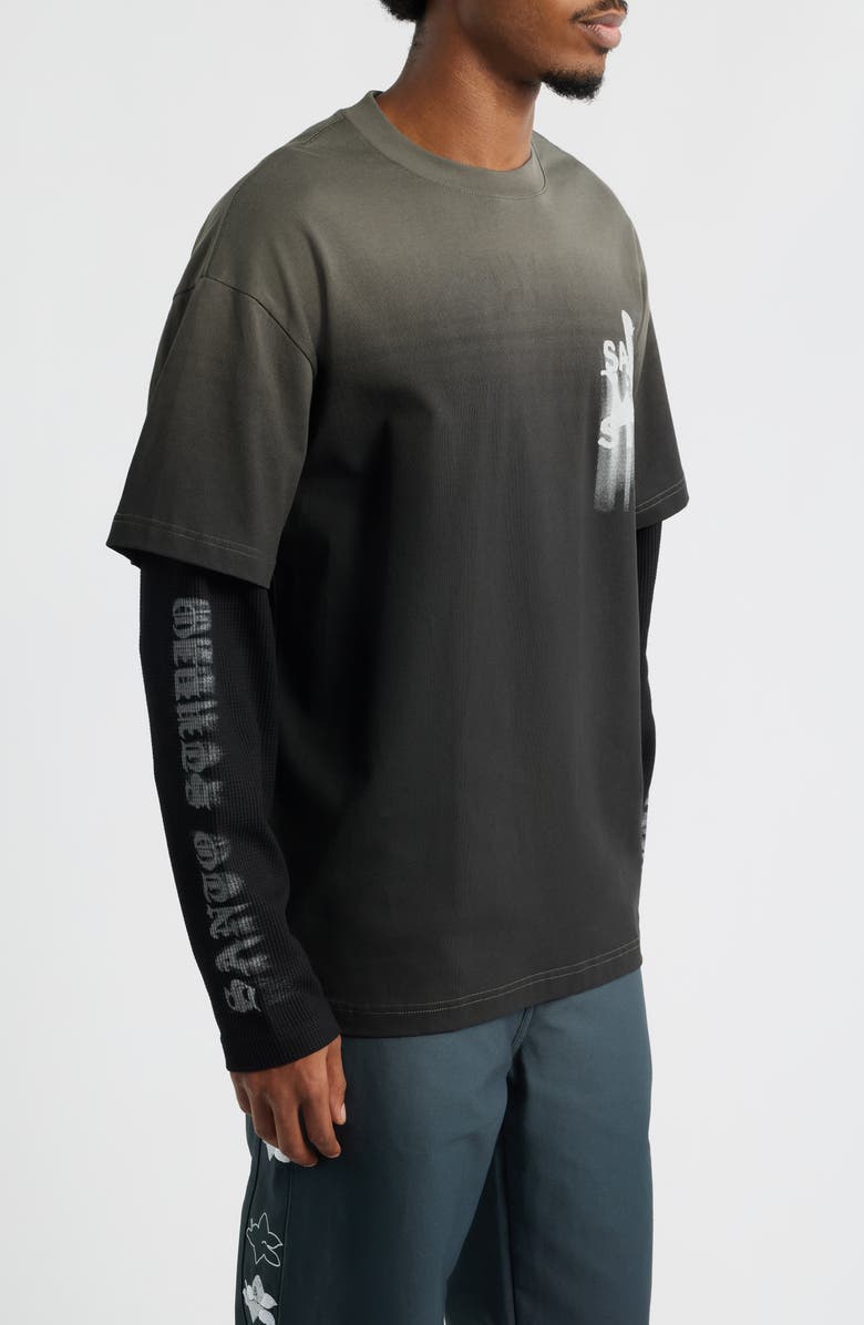 SANTO STUDIO Old English Layered Look Graphic T-Shirt, Alternate, color, Black