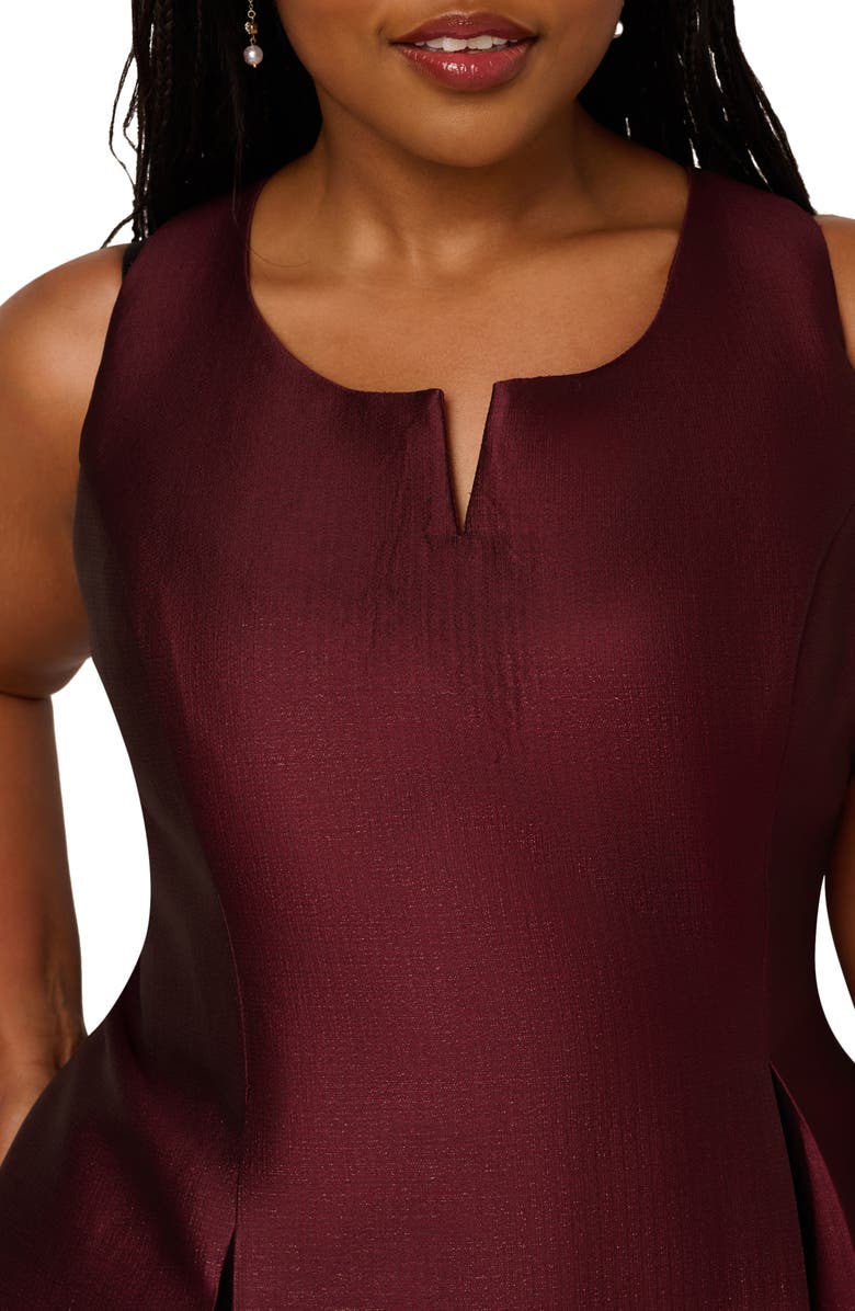 Adrianna Papell Pleated Jacquard Cocktail Dress, Alternate, color, Plum Multi