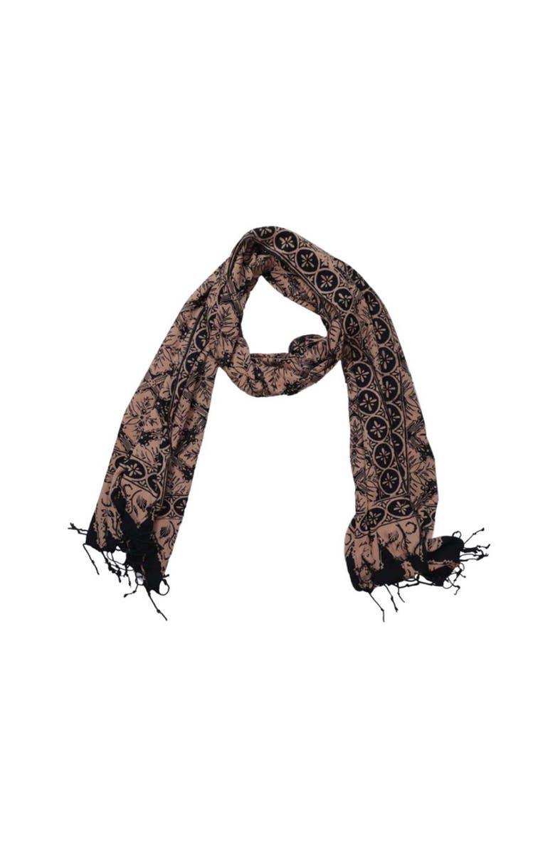 Kasih Co-op Handmade Batik Scarf, Main, color, Black Brown Harvest