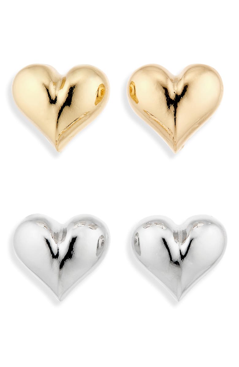 Tasha 2-Pack Heart Stud Earrings, Main, color, Gold/ Silver