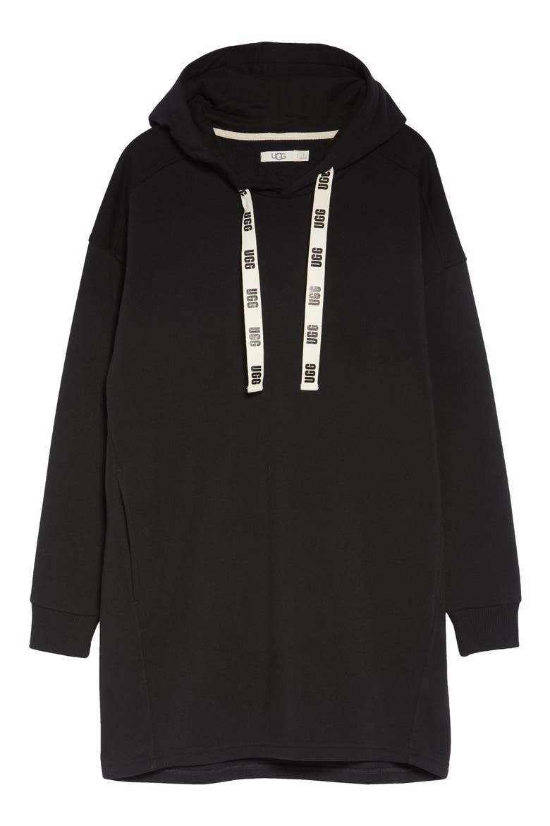 Lucille Hoodie Dress, Alternate, color, BLACK