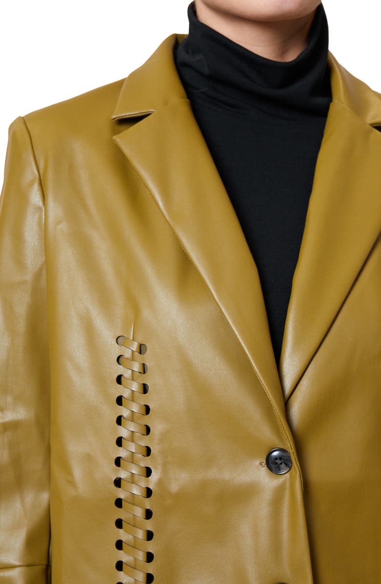 French Connection Crolenda Faux Leather Crop Blazer, Alternate, color, 