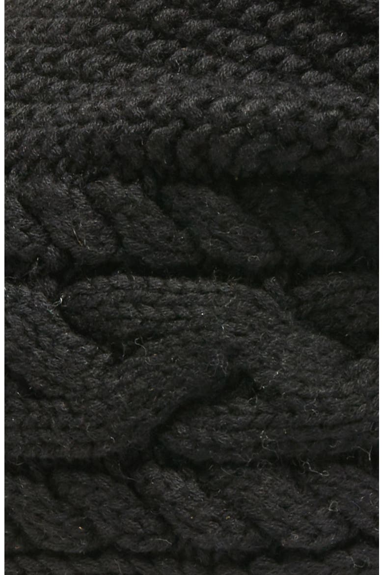 Cable Knit Genuine Shearling Pom Beanie, Alternate, color, BLACK