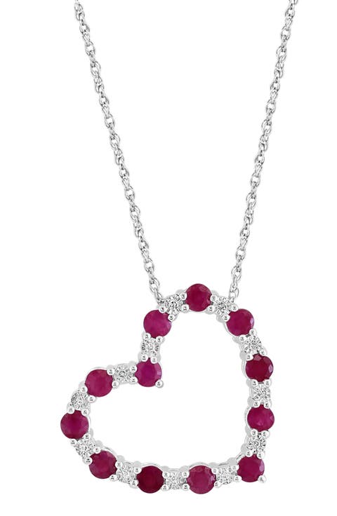 Sterling Silver Sapphire & Diamond Heart Pendant Necklace