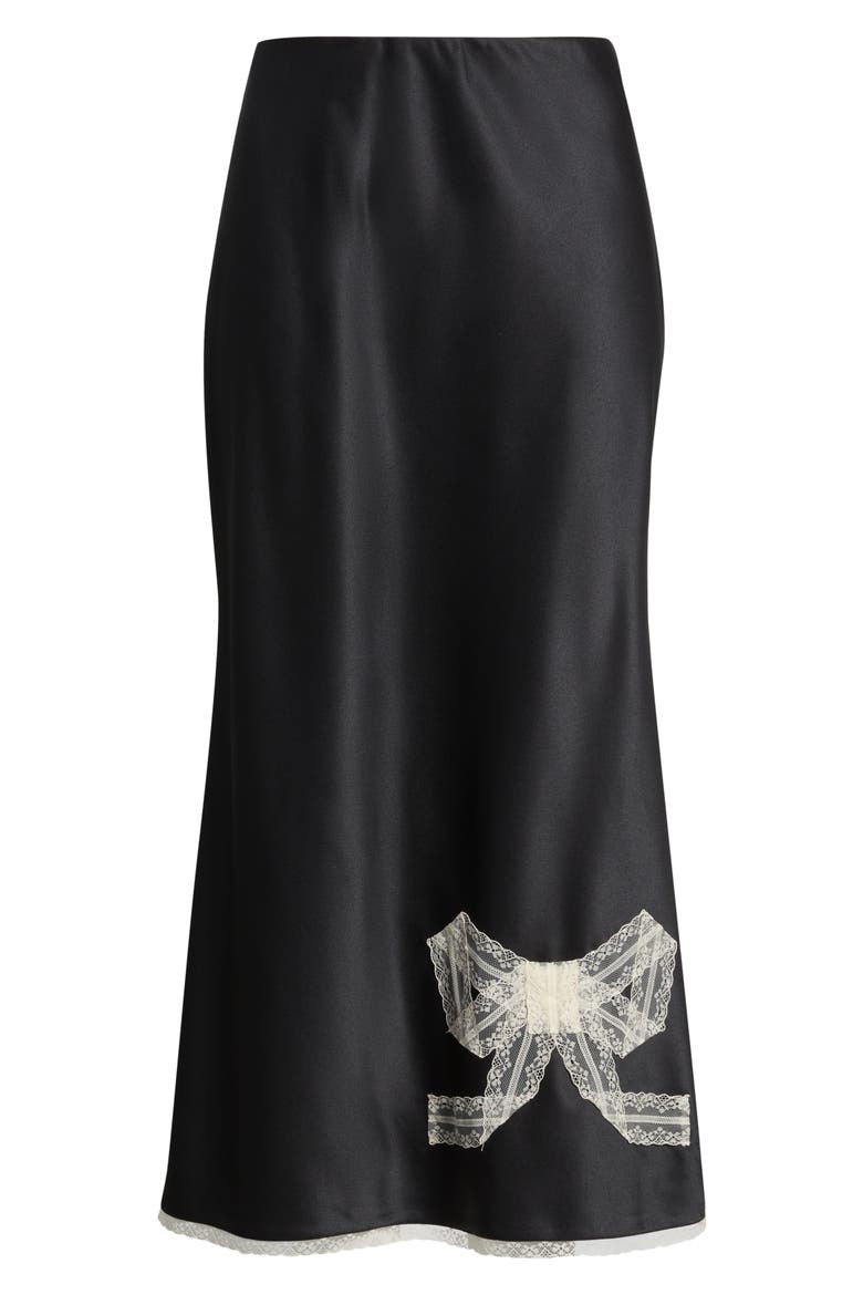 Vallis Lace Bow Midi Skirt, Alternate, color, BLACK