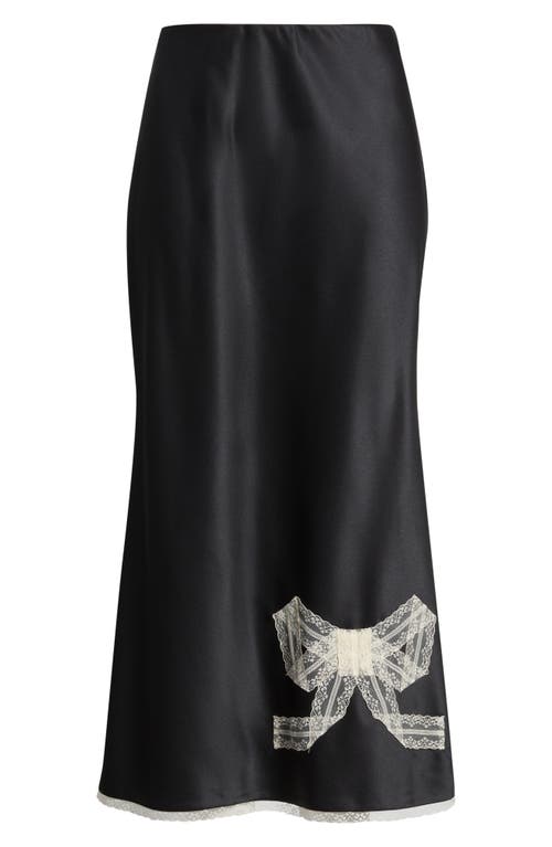 Loveshackfancy Vallis Lace Bow Midi Skirt In Black