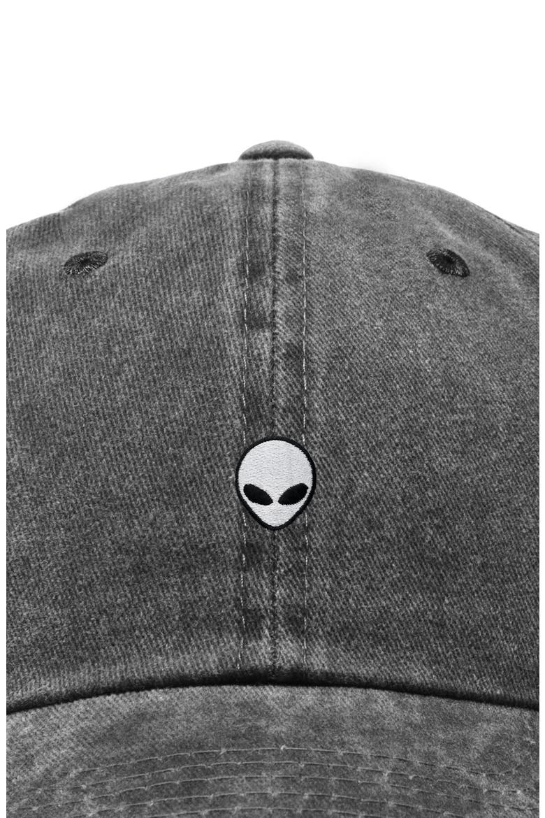 Mens Lil Alien Cotton Dad Cap, Alternate, color, Washed Black