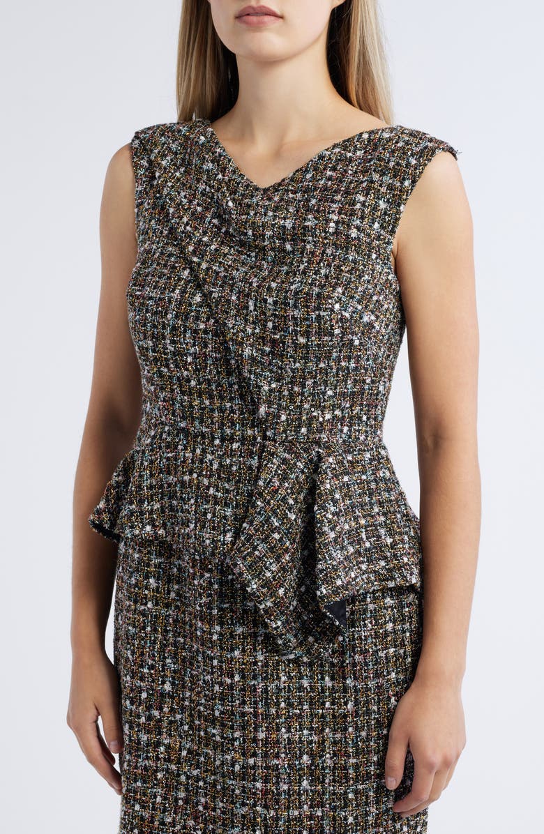 Eliza J Bouclé Peplum Dress, Alternate, color, Black