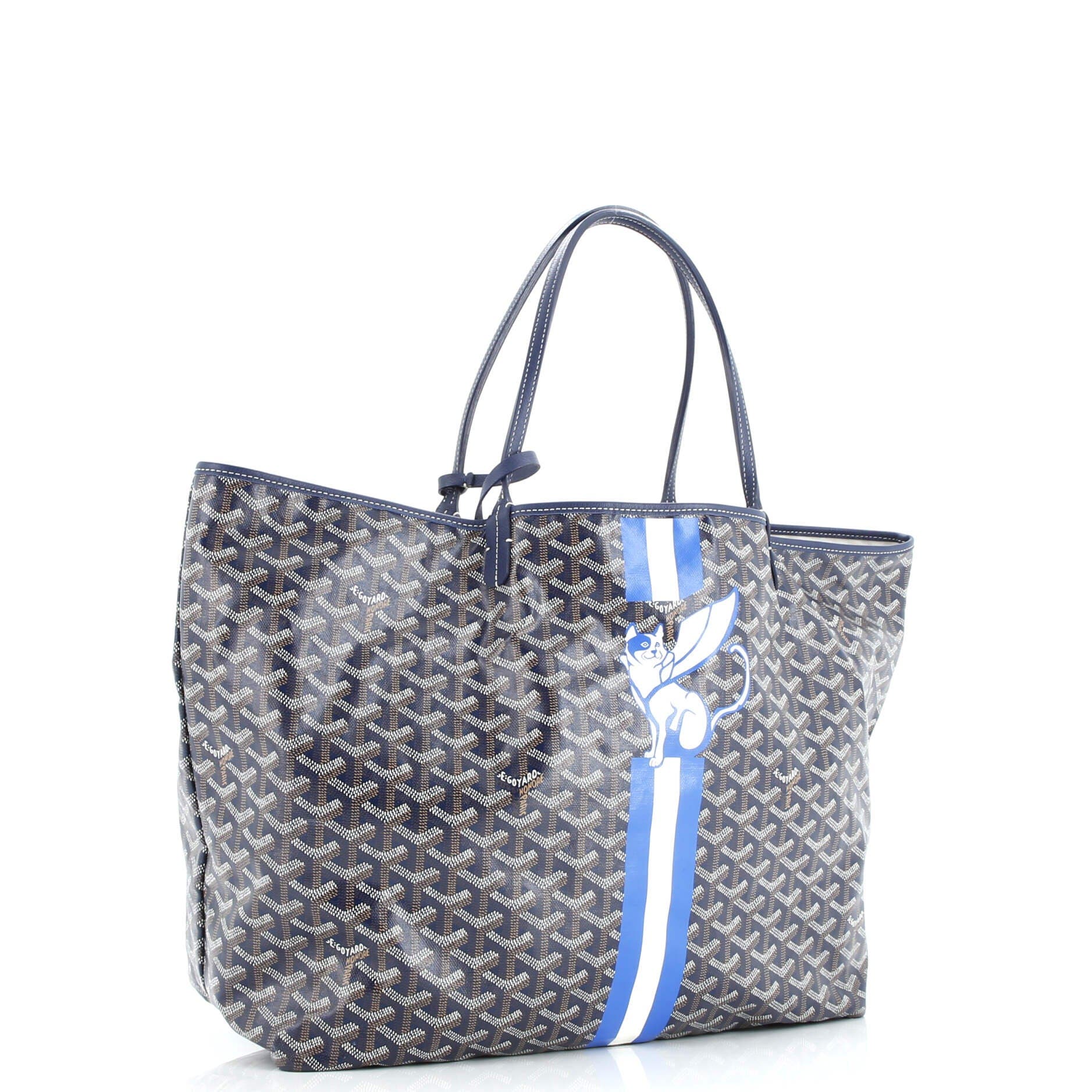 Pre-Owned Goyard Saint Louis Tote Printed Coated Canvas GM, Alternate, color, Blue