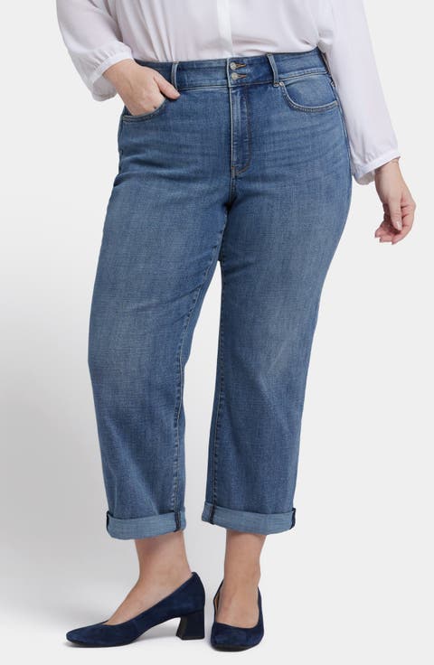 Bailey High Waist Crop Relaxed Straight Leg Jeans (Plus)