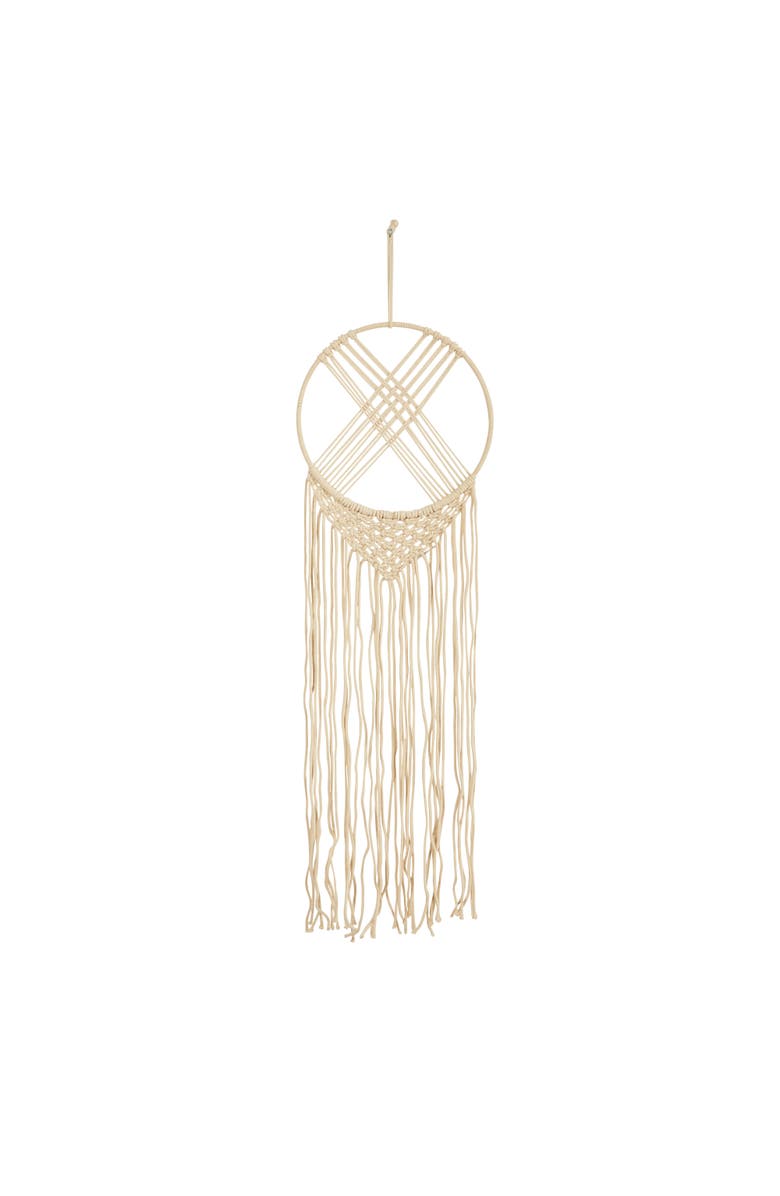 NEARLY NATURAL 30-in Boho Chic Woven Dreamcatcher Macrame Wall Art Décor, Main, color, Cream