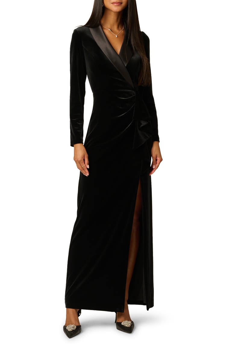 Velvet Tuxedo Gown, Main, color, BLACK