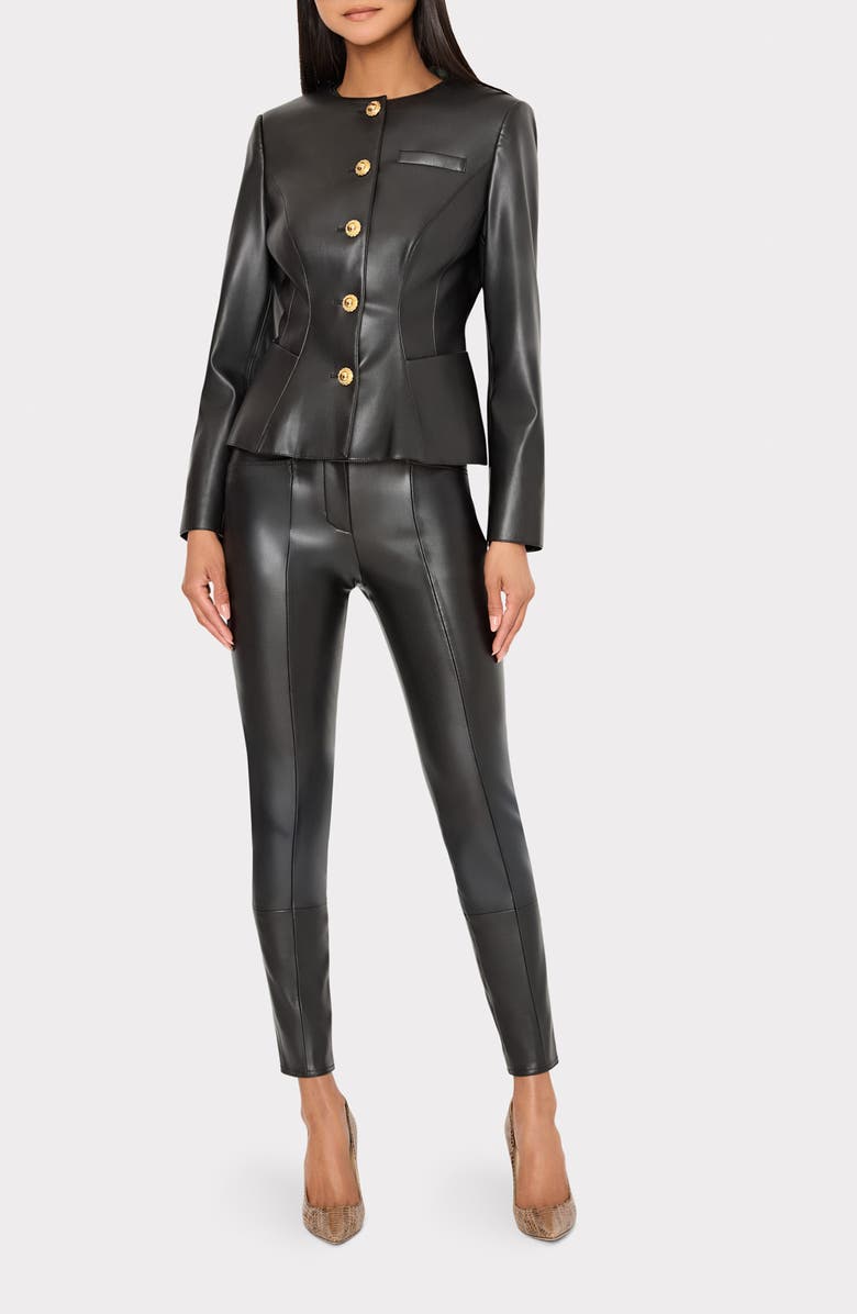Milly Rue Faux Leather Pants, Alternate, color, Black