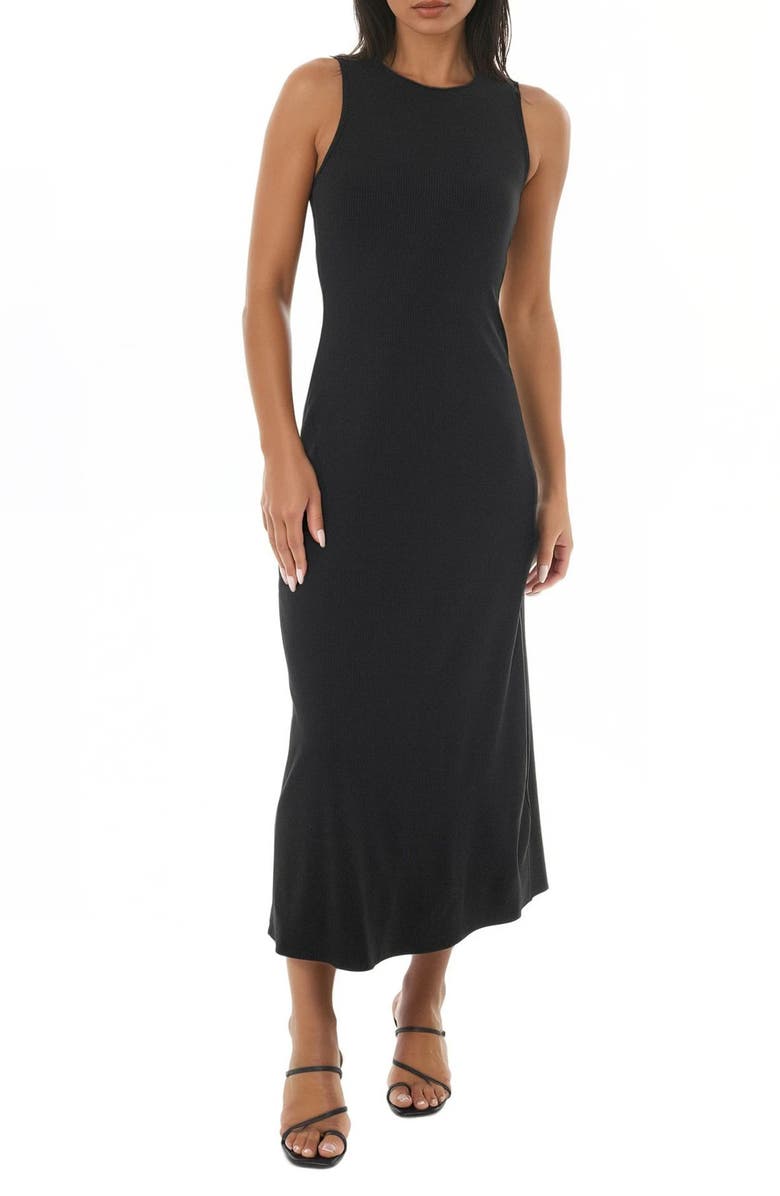 bebe Rib Knit A-Line Maxi Dress, Main, color, Black