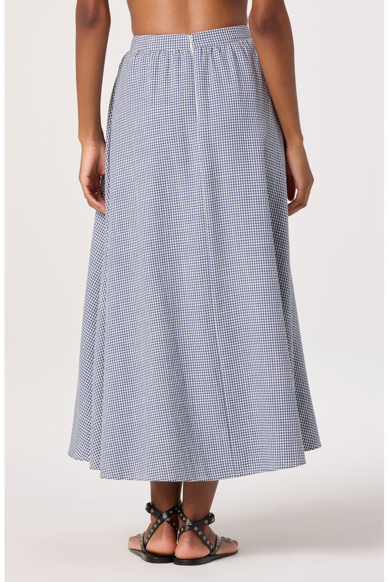Wylda Floral Print Maxi Skirt, Alternate, color, BLUE GINGHAM