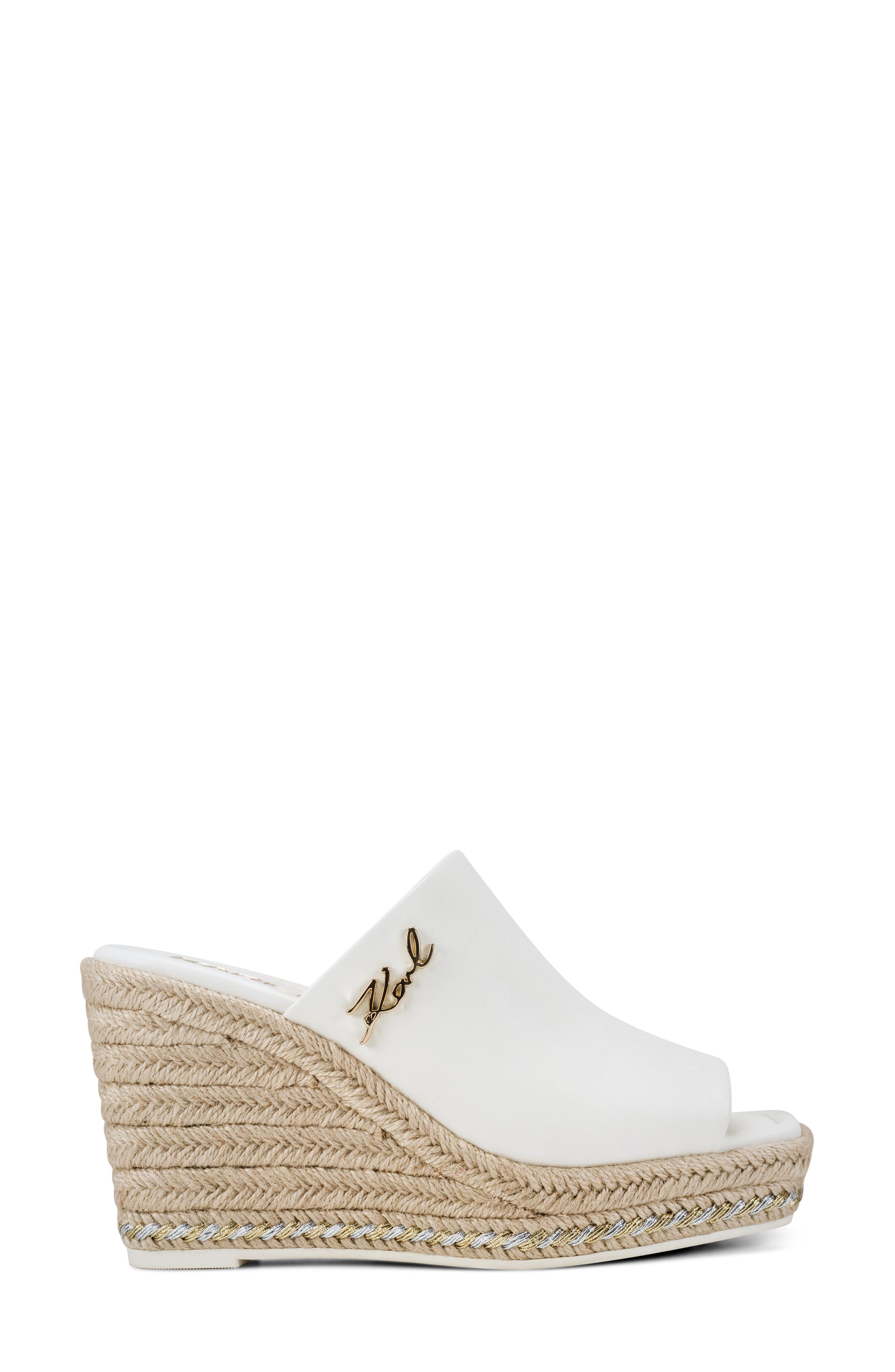 KARL LAGERFELD PARIS Corissa Espadrille Platform Wedge Slide Sandal, Alternate, color, Cream