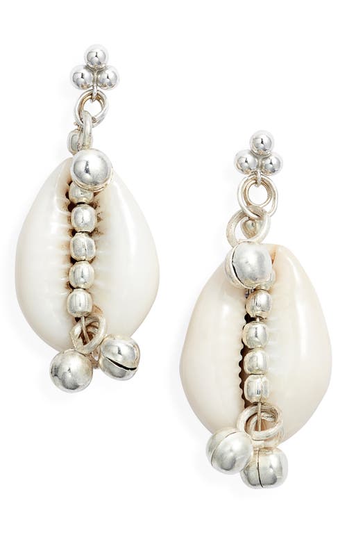 Child Of Wild Lakshmi Cowrie Shell Drop Earrings In Silver