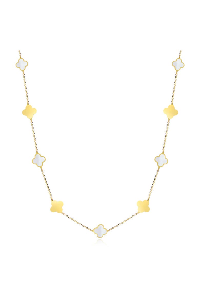 Mini Mother of Pearl and Gold Clover Necklace, Main, color, Mother of Pearl and Gold