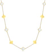 The Lovery Fine Jewelry Mini Mother of Pearl and Gold Clover Necklace