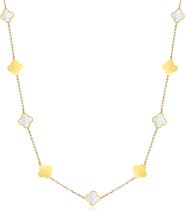 The Lovery Fine Jewelry Mini Mother of Pearl and Gold Clover Necklace