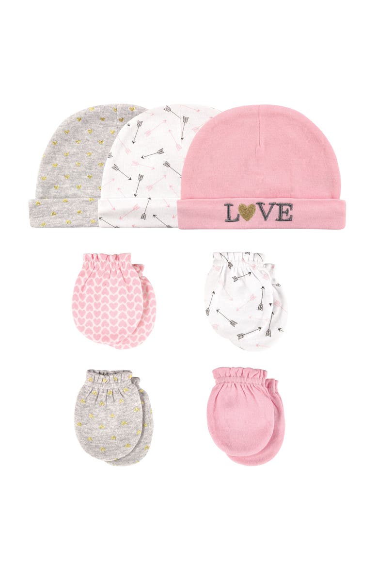 7Pk Cap and Scratch Mittens Set, Main, color, Love