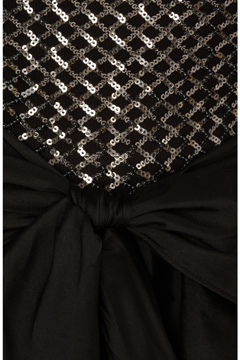 Sequin Bodice High-Low Taffeta Gown, Alternate, color, BLACK/ GUNMETAL