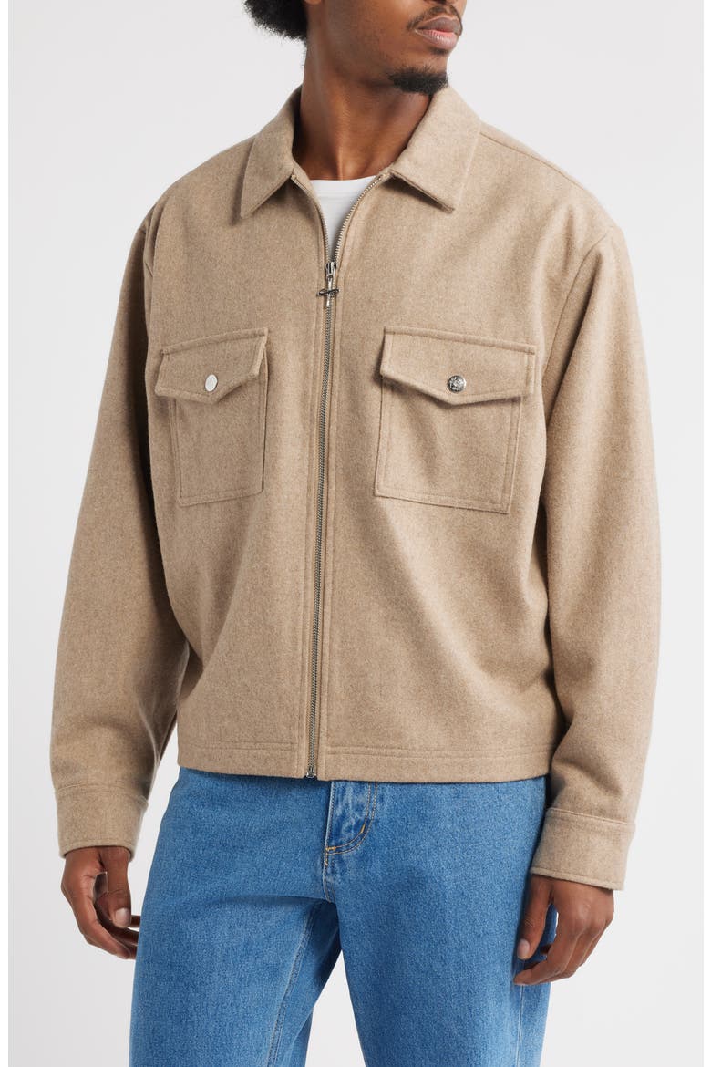 Trapani Wool Blend Zip-Up Jacket, Alternate, color, TAN