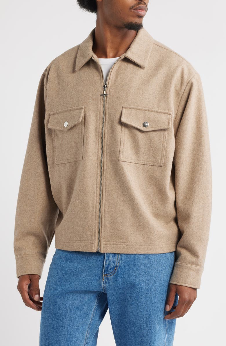 SANTO STUDIO Trapani Wool Blend Zip-Up Jacket, Alternate, color, 