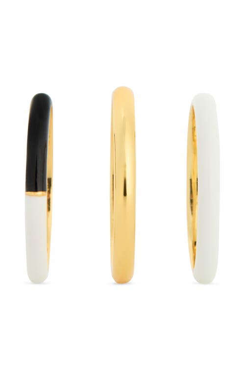 Shop Madewell Colorblock 3-piece Enamel Ring Set In Antique Cream