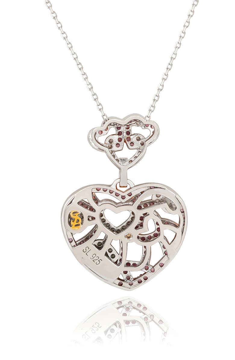 SUZY LEVIAN Pavé Sapphire & Brown Diamond Heart Pendant Necklace - 0.02ct., Alternate, color, Pink