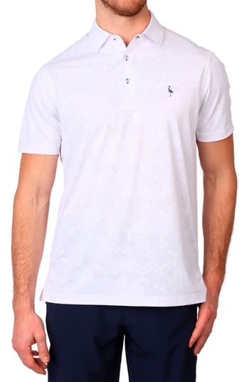 Tailorbyrd Honeycomb Textured Performance Polo In Dove White
