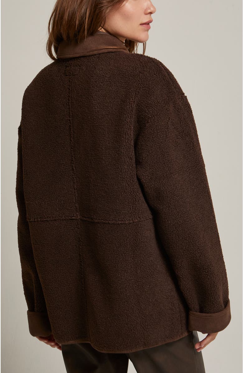 CRESCENT Contrast Collar Shearling Jacket, Alternate, color, Espresso