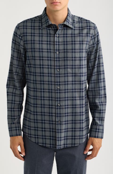Plaid Cotton & Cashmere Button-Up Shirt