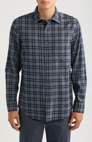 Nordstrom Plaid Cotton & Cashmere Button-Up Shirt