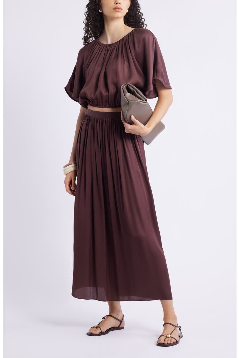 Gathered Midi Skirt, Alternate, color, BROWN MALICACIA