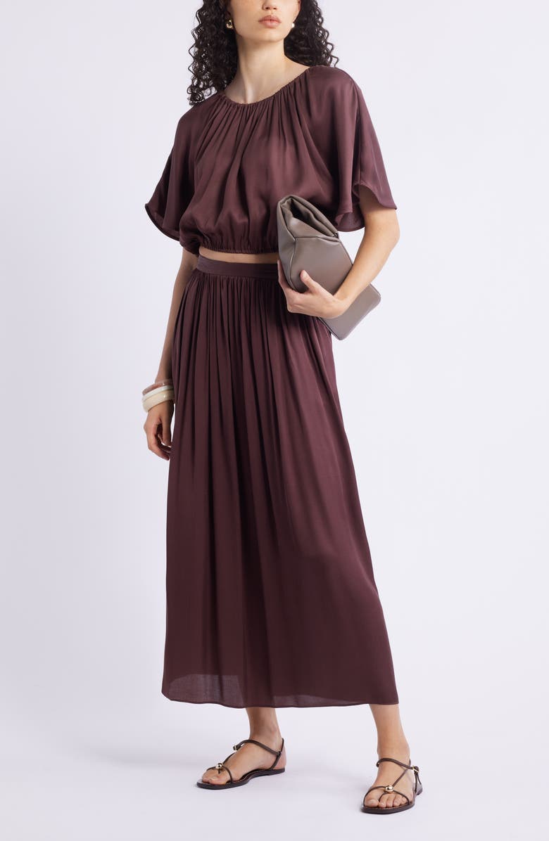 Nordstrom Gathered Midi Skirt, Alternate, color, Brown Malicacia