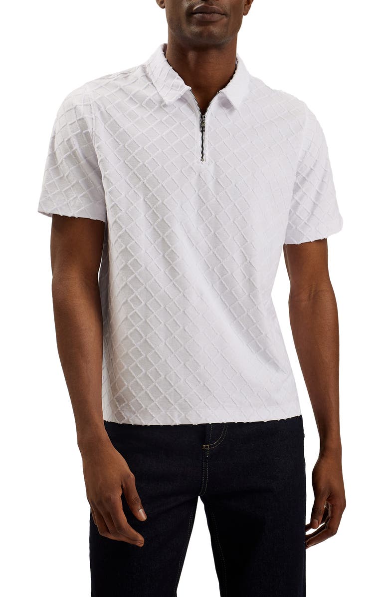 Ted Baker London Ansom Geo Texture Zip Polo, Main, color, 