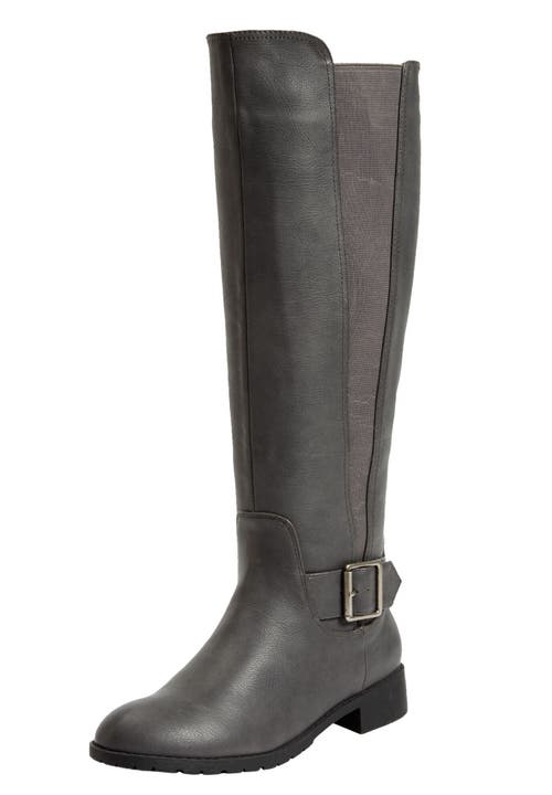Comfortview The Milan Tall Wide Calf Boot In Gray