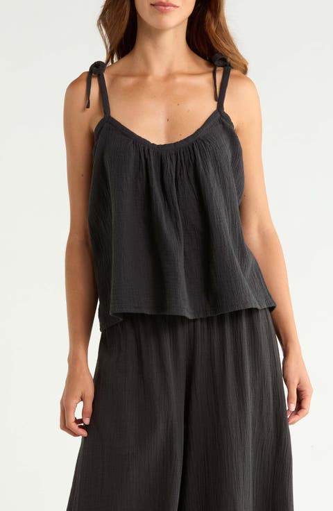 Tie Strap Cotton Gauze Cover-Up Top