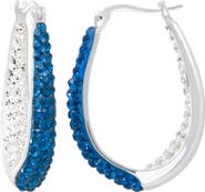 CRYSTALOGY Blue and Clear Crystal Inside Out Oval Hoop Earrings