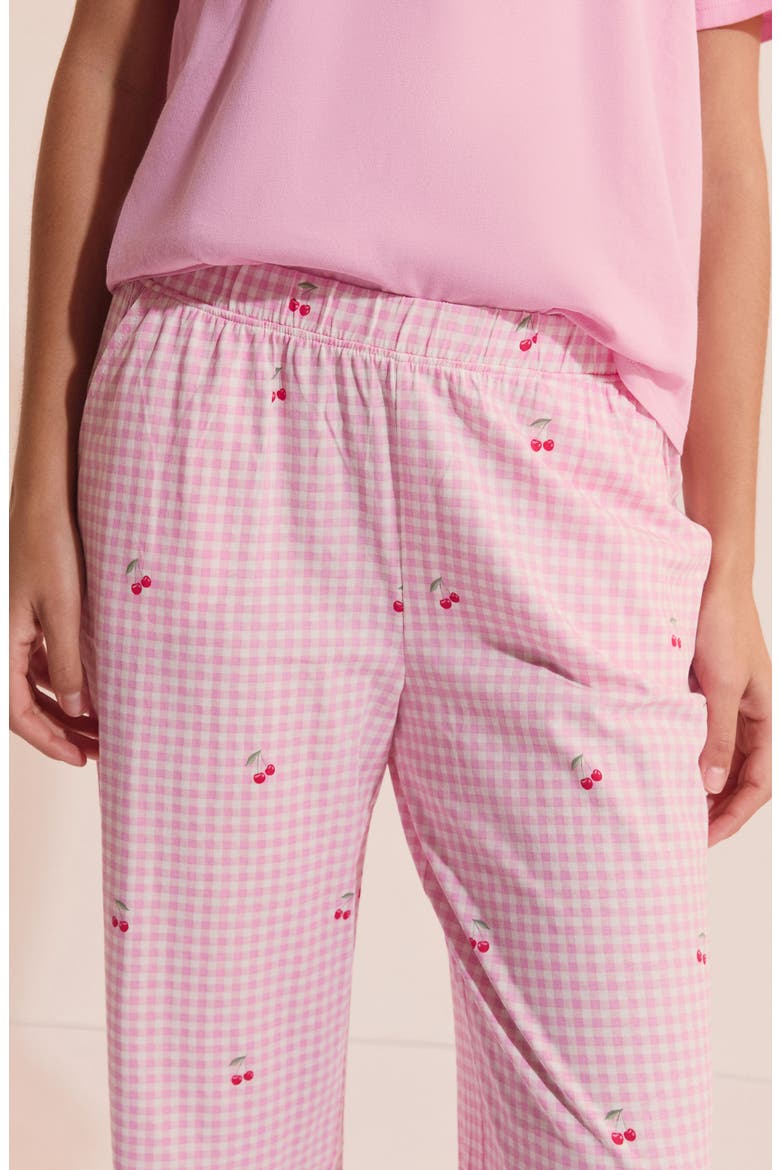 Bonnie Cherry Print Cotton Pajama Top & Pants Set, Alternate, color, CANDY-PINK