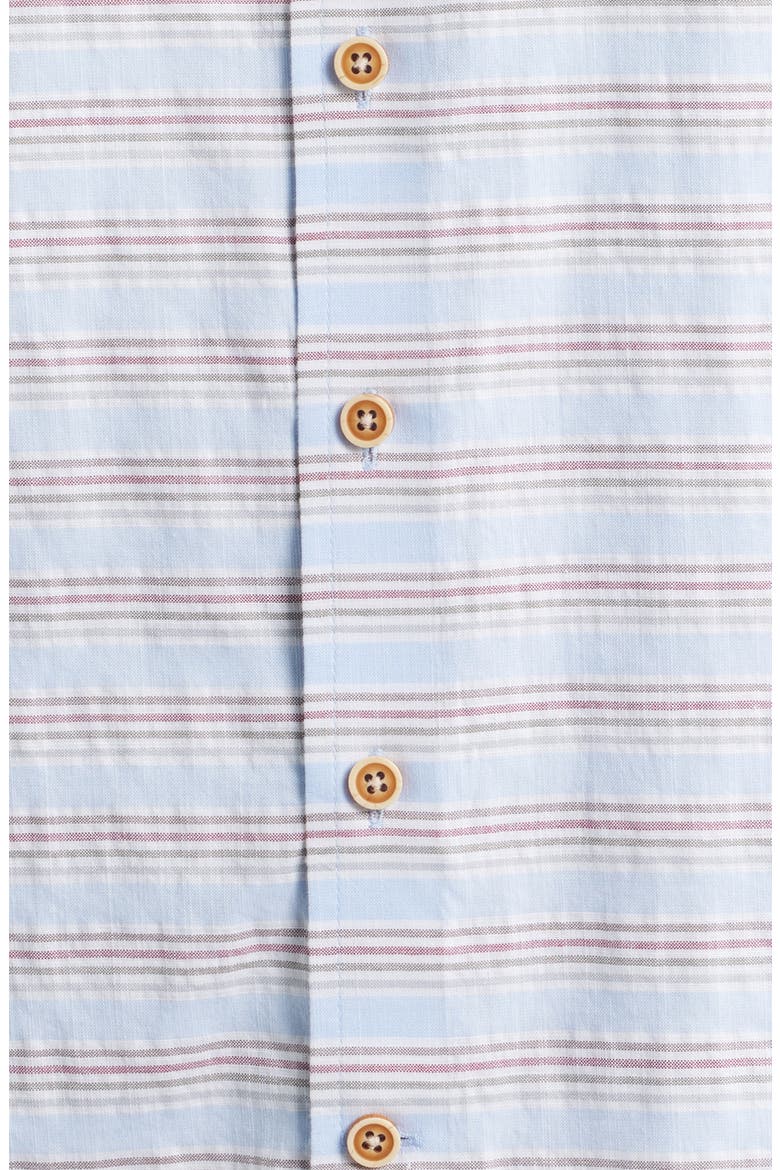 Leander Stripe Short Sleeve Button-Up Shirt, Alternate, color, GULF BLUE
