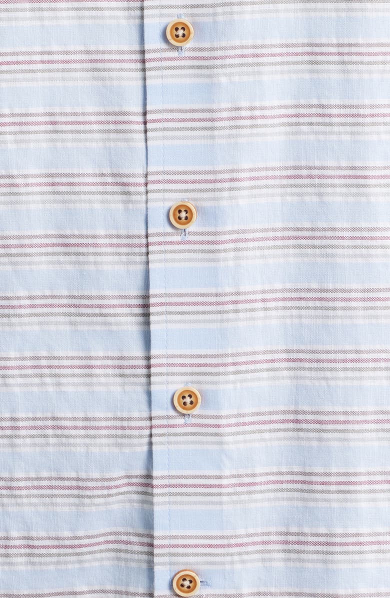 johnnie-O Leander Stripe Short Sleeve Button-Up Shirt, Alternate, color, Gulf Blue