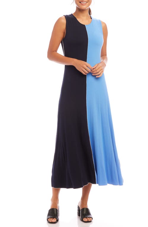Shop Karen Kane Colorblock Sleeveless Maxi Dress In Navy/blue