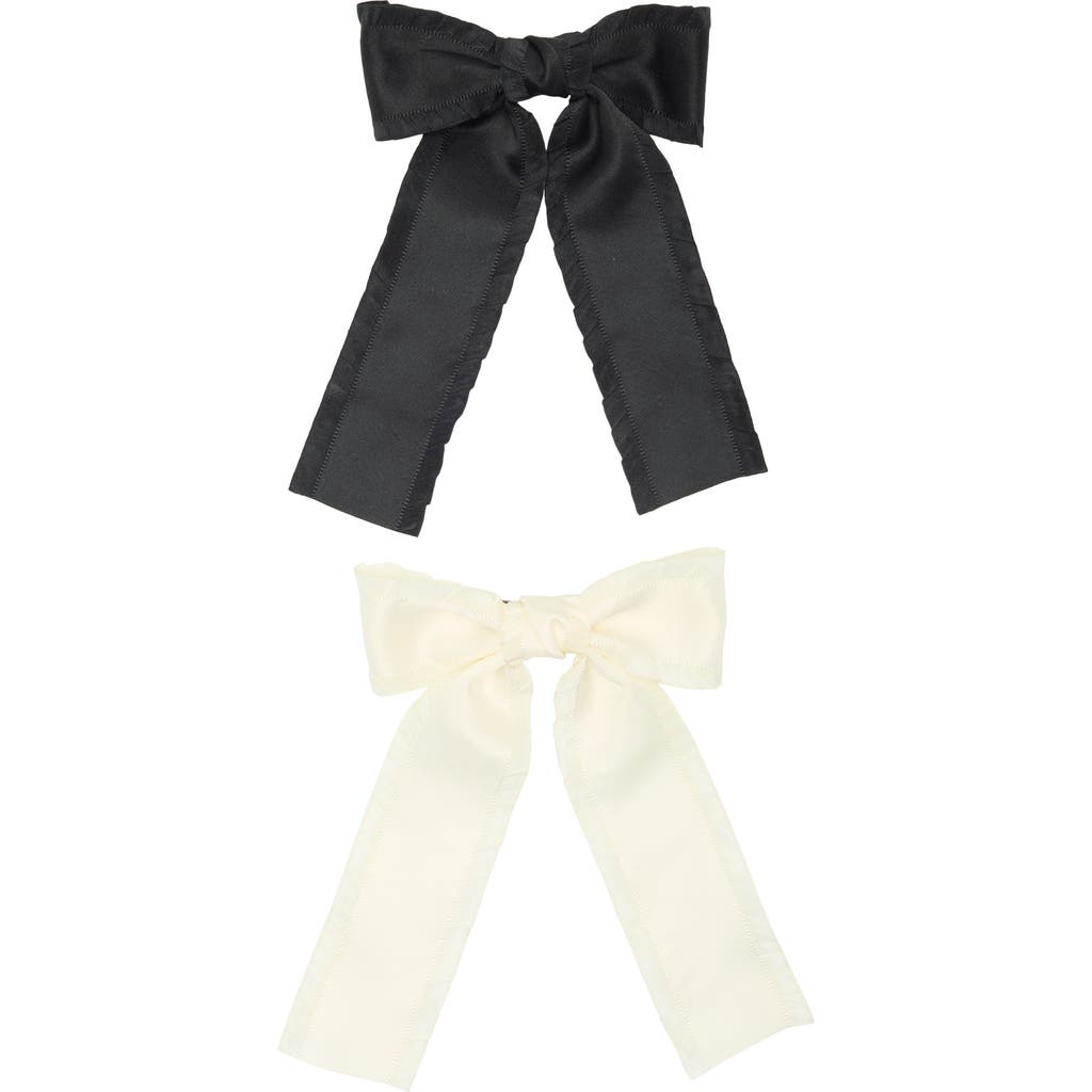 Bp. Set Of 2 Bow Clips In Black- Ivory