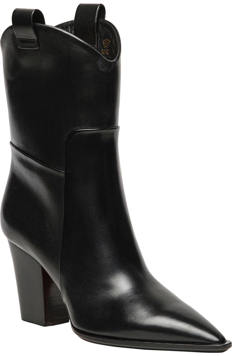Santoni Women's leather texan ankle boot, Alternate, color, Black
